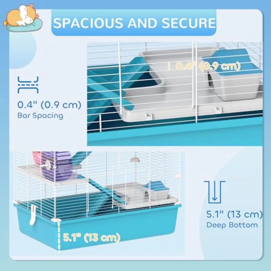 Six Tier Hamster Cage With Tubes And Tunnels 32 Inch DIY Large Small Animal Cage With Hut Wheel Food Dish Water Bottle