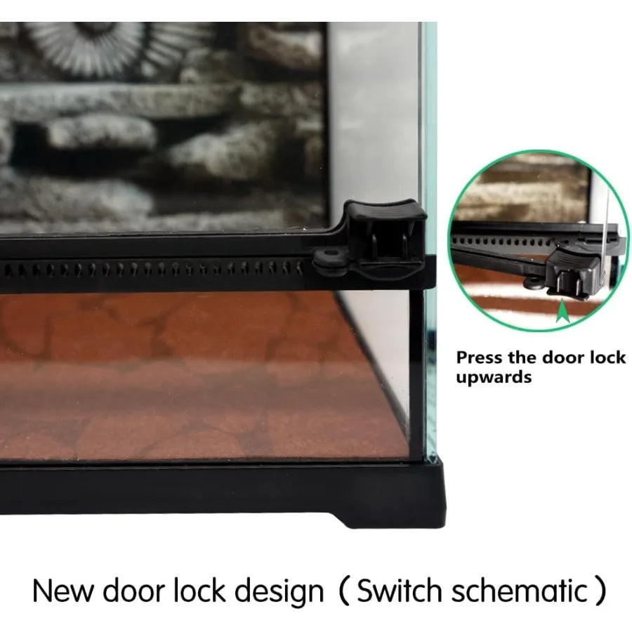 Mini Reptile Glass Terrarium Tank 8x8x12 Full View With Front Opening Door Enclosure Habitat For Leopard Gecko
