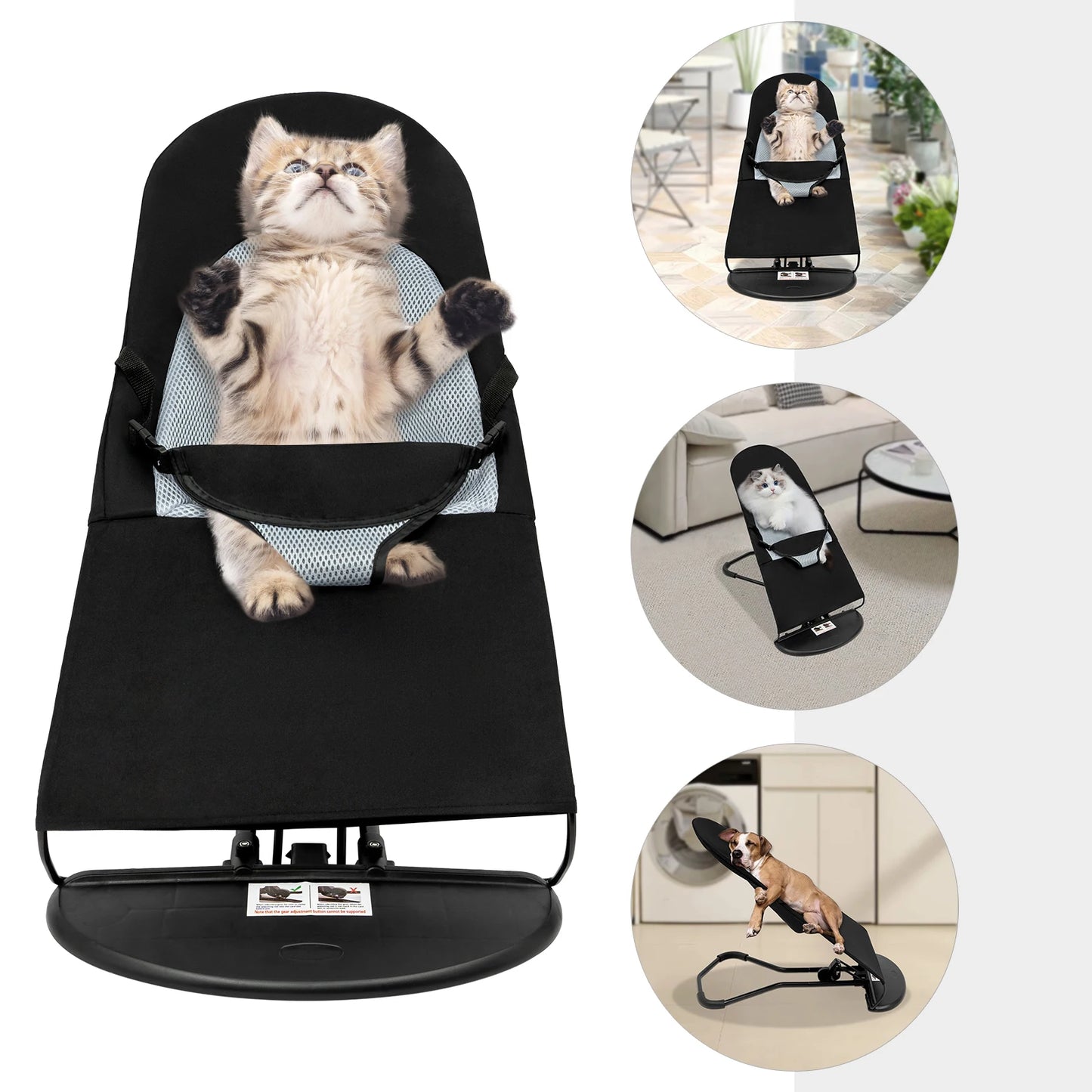 Black Pet Rocking Chair Foldable Rack For Pets Under 33.07 Lb