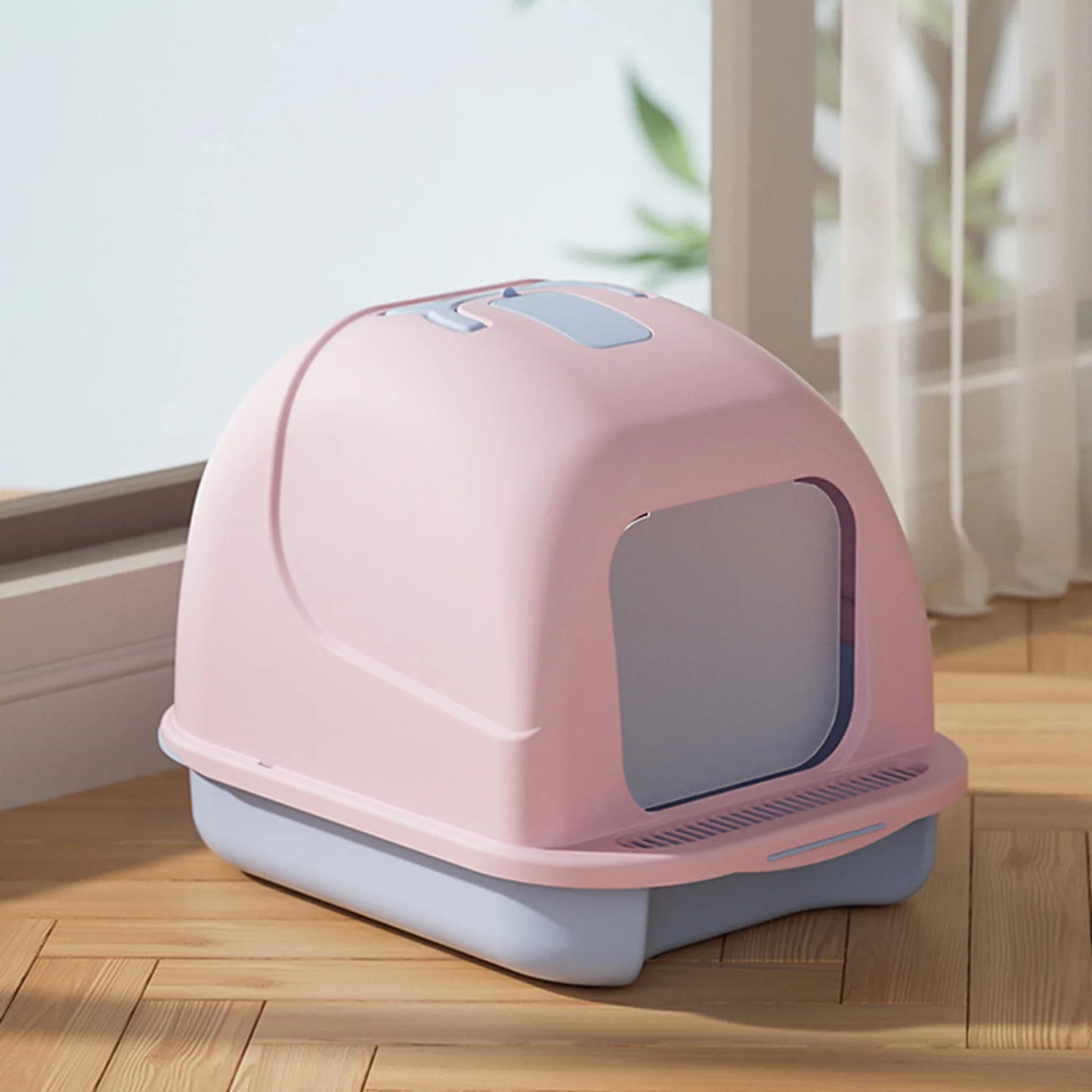 Large Cat Litter Box With Lid Enclosed Toilet Scoop Included