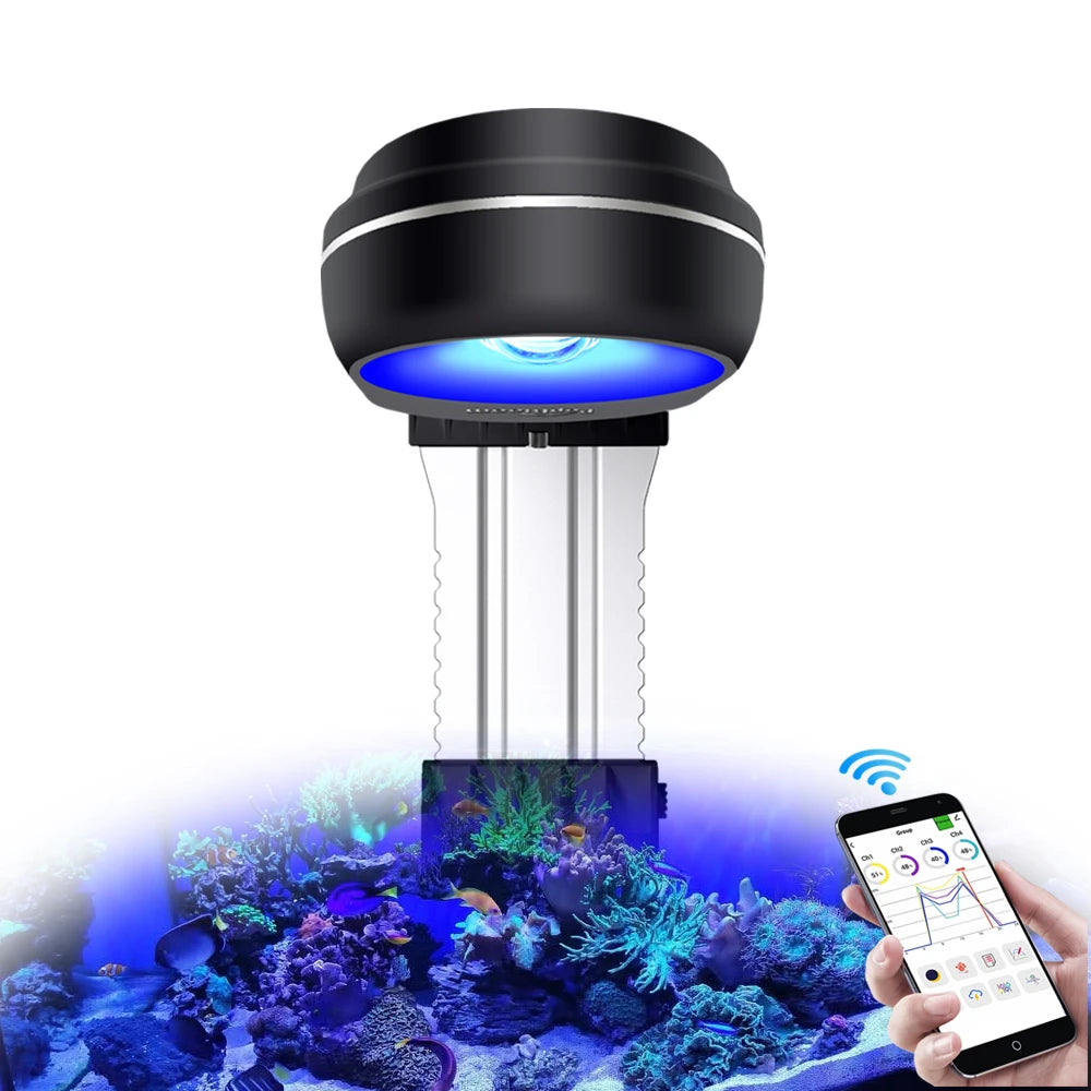 PopBloom WiFi Nano Aquarium LED Light 60W Full Spectrum Reef Coral SPS and LPS Saltwater Tank Illumination