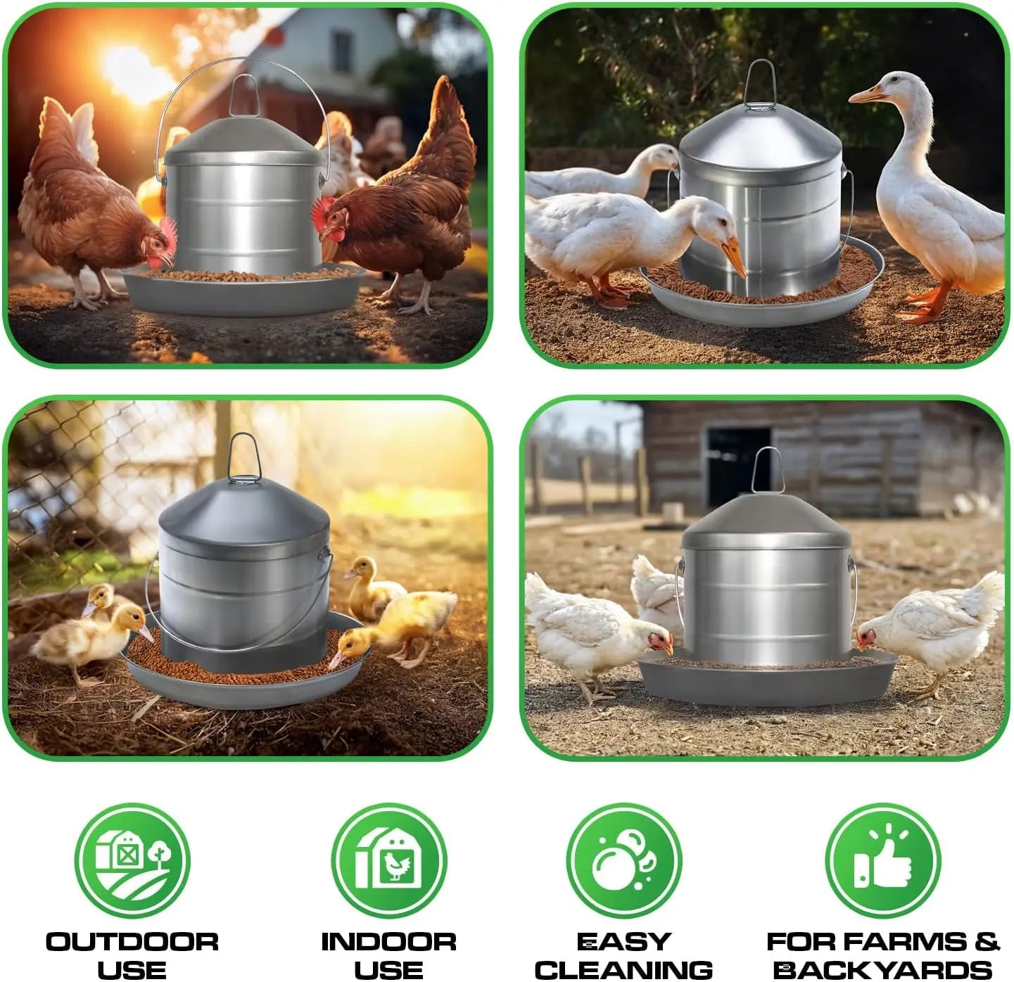 Stainless Steel Hanging Chicken Feeder No Waste Food Grade