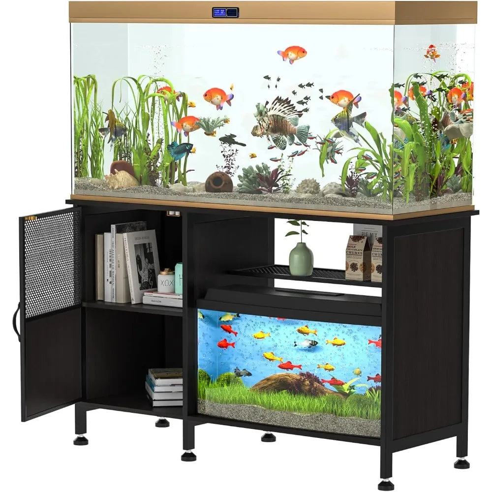 YOXIER 55 To 75 Gallon Fish Tank Stand With Power Outlets And Cabinet