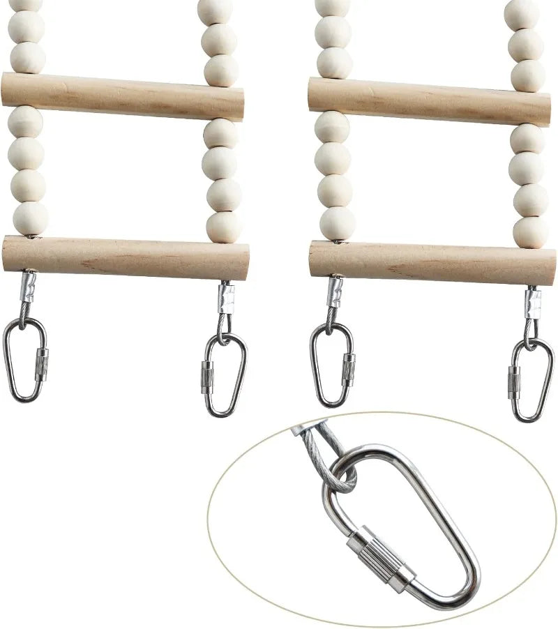 Wooden Bird And Hamster Ladder Bridge 28 Step Climbing Toy For Parrots Rats Squirrels Parakeets
