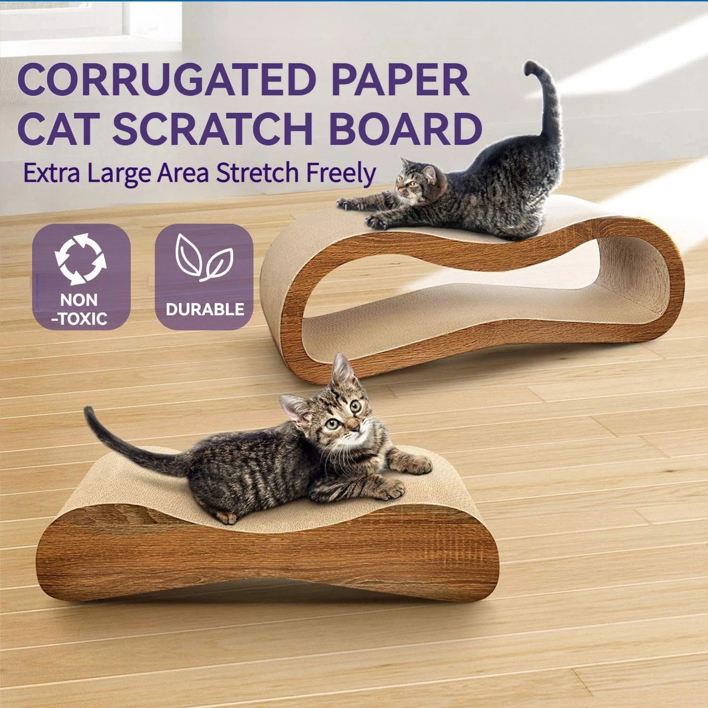 2 In 1 Cat Scratcher Cardboard Lounge Bed Durable Scratching Post Prevents Furniture Damage