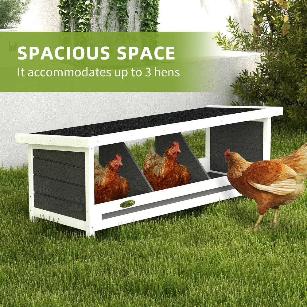 Wood Nesting Boxes for Up to 3 Chickens with Asphalt Roof Gray