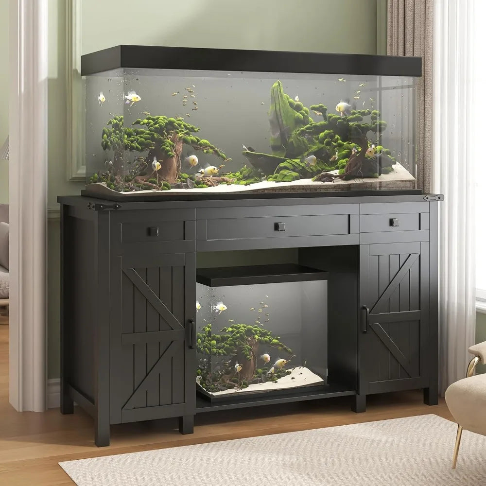 55-75 Gallon Aquarium Stand With Charging Station Farmhouse Fish Tank Stand Reptile Tank Stand Terrarium Stand With Drawer