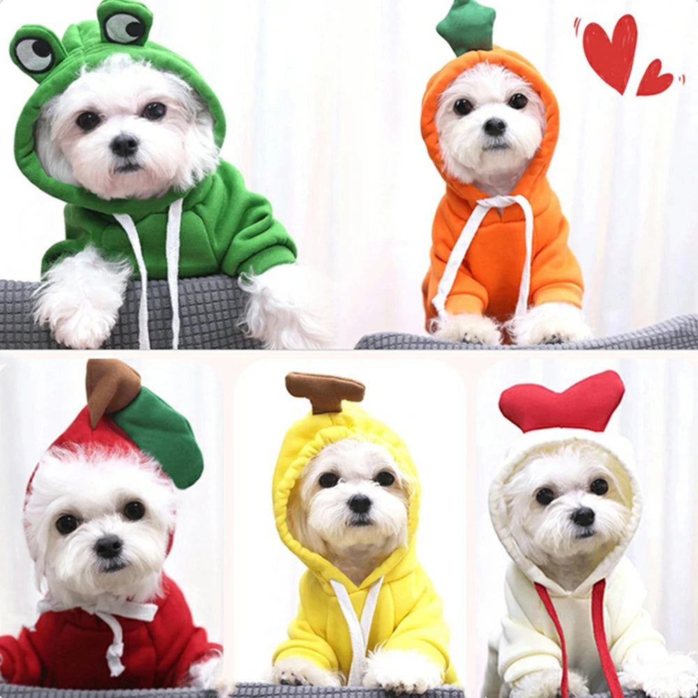 Fall Dog Hoodies Plush Coat for Small Dogs and Cats Warm Puppy Jacket