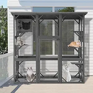 Catio Cat House Cage Enclosure with 5 Platforms and Kennel