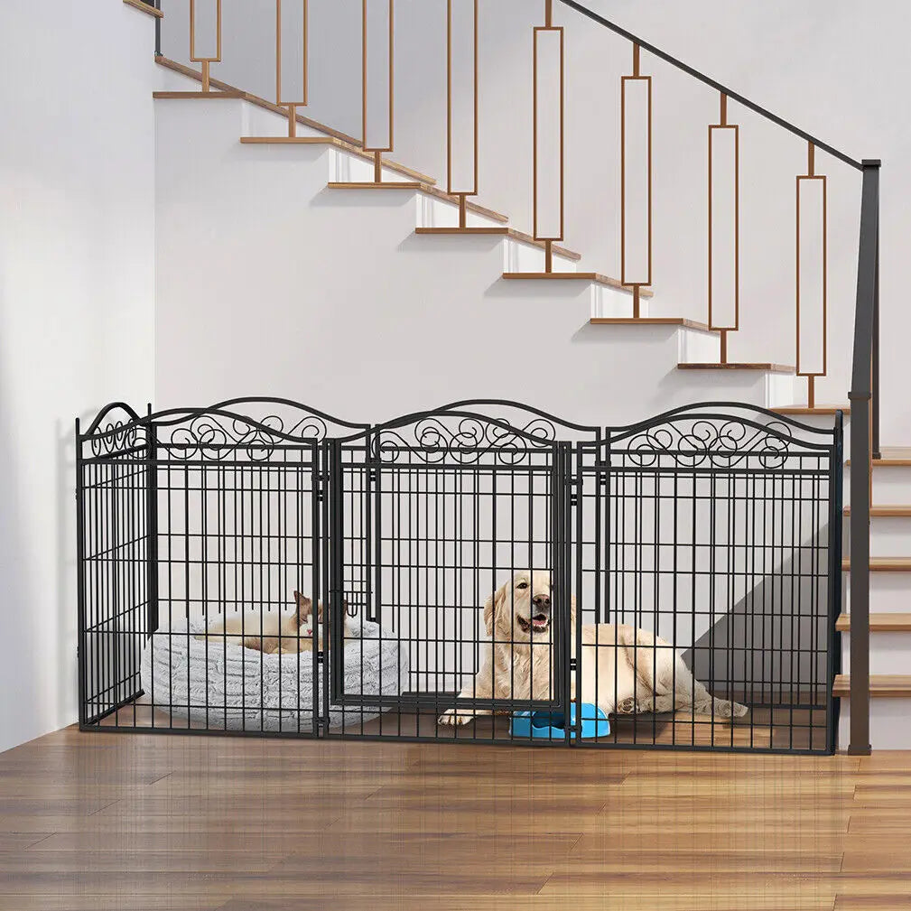 Heavy Duty Metal Dog Playpen 8 Panels Gate Indoor Outdoor