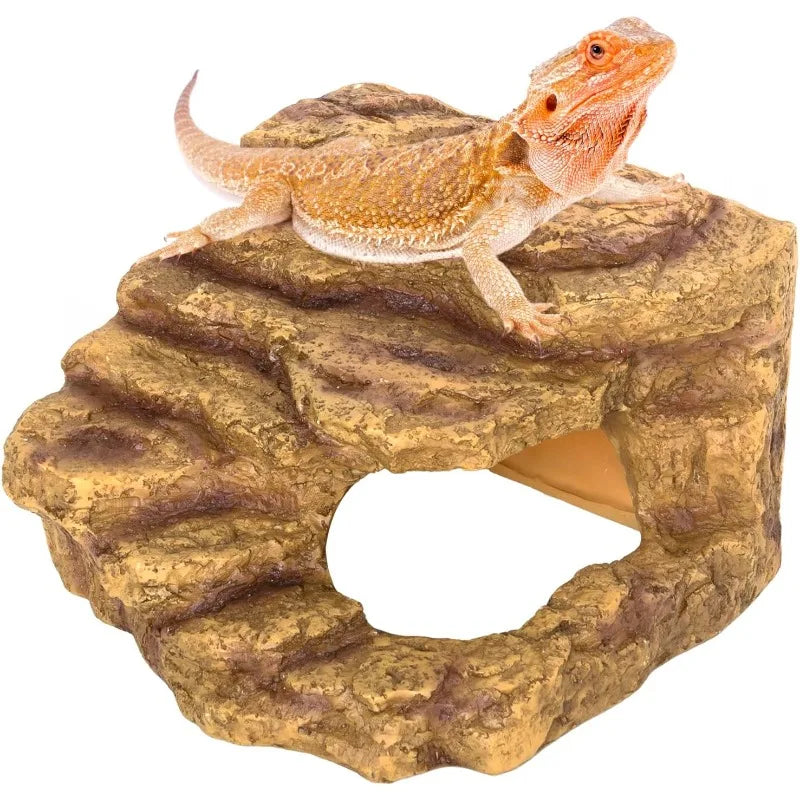 Reptile Hideout Cave Habitat Tank Decor for Bearded Dragon Leopard Gecko Lizards and Turtle