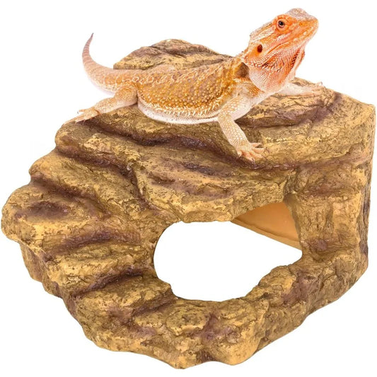 Reptile Hideout Cave Habitat Tank Decor for Bearded Dragon Leopard Gecko Lizards and Turtle