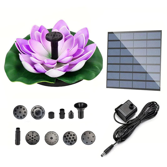 Lotus Solar Water Fountain Brushless Pump Floating Garden Fountain Solar Powered for Outdoor Bird Bath