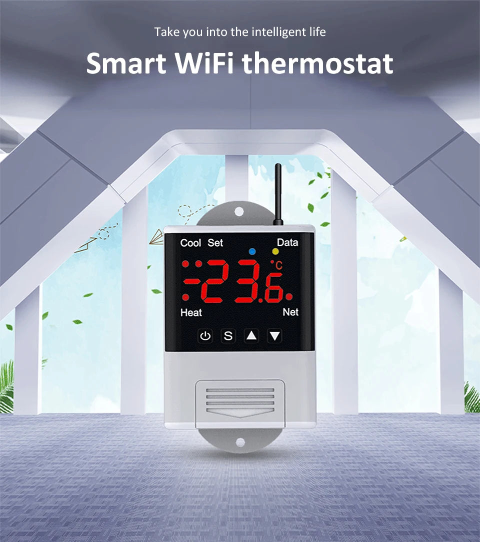 Smart Thermostat AC110~230V WiFi Digit Temperature Controller -40-99℃ Heating Cooling Thermostat forReptile/Incubator/Greenhouse