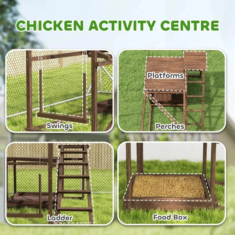 Wooden Chicken Playground With Perch Swing Ladder Platforms