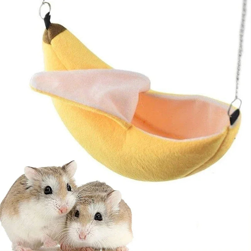 Banana Shaped Hamster Bed House Hammock For Small Pets Warm Fleece Nest Sugar Glider Mouse Squirrel Bird Cage Accessory