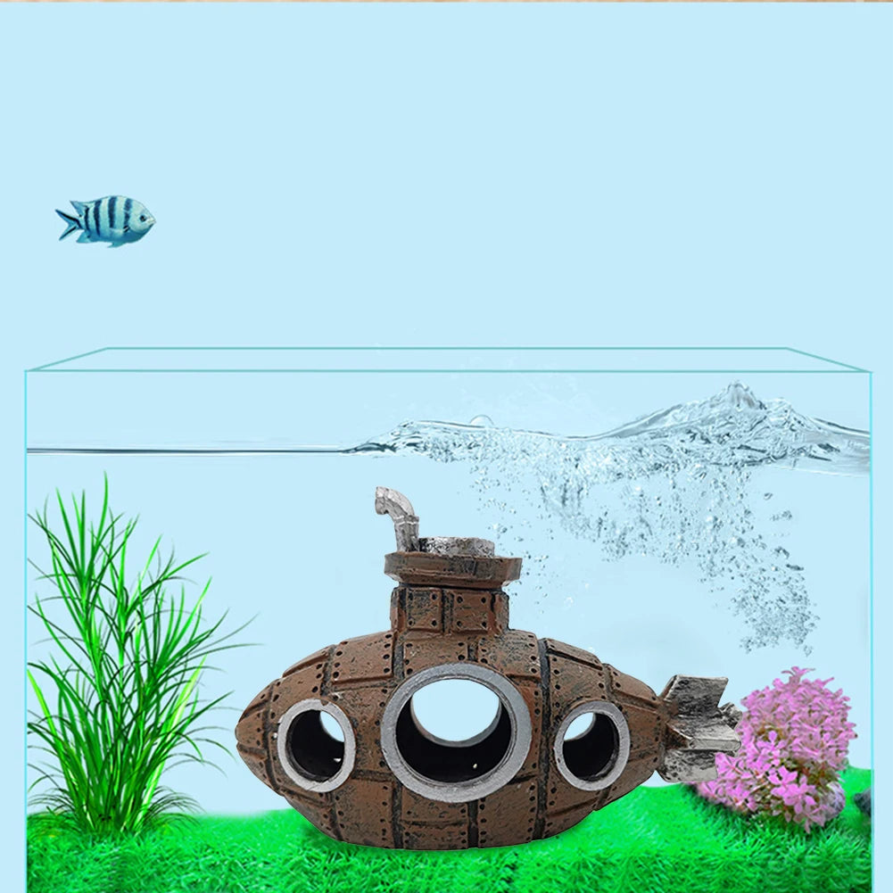 Aquarium Submarine Ornament Submarine Wreck Decoration Fish Tank Landscaping