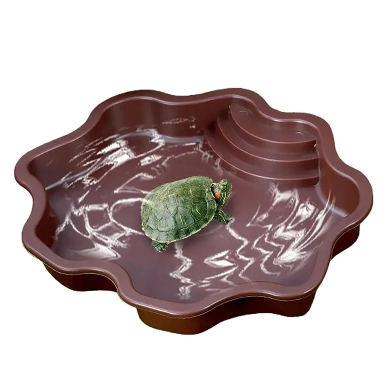 Turtle Pool Large Reptile Turtle Bathing Tub Feeding Bowl Lizards Habitat With Ramp