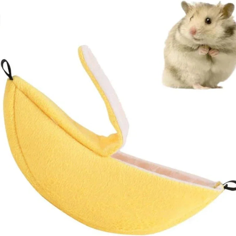 Banana Shaped Hamster Bed House Hammock For Small Pets Warm Fleece Nest Sugar Glider Mouse Squirrel Bird Cage Accessory