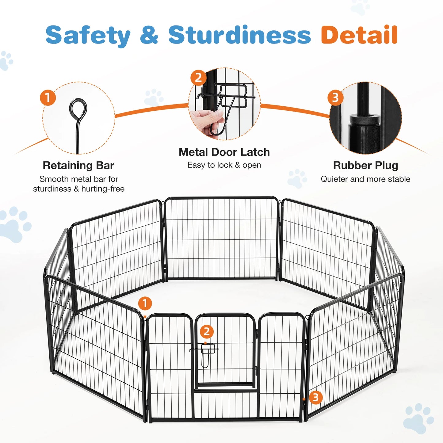 JHK 8 Panel Dog Playpen Indoor Pet Fence Heavy Duty Metal