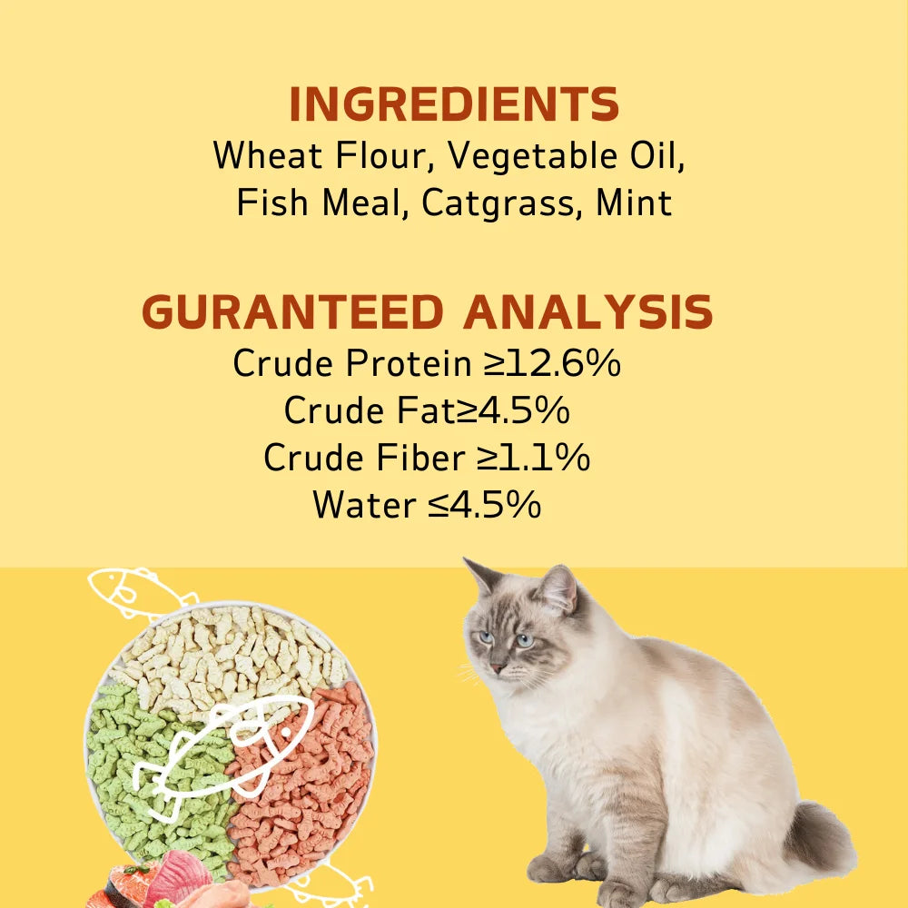 Cat Fish Shape Biscuit Treats for Hairball Support and Teeth Cleaning Chicken Flavor 7.05oz