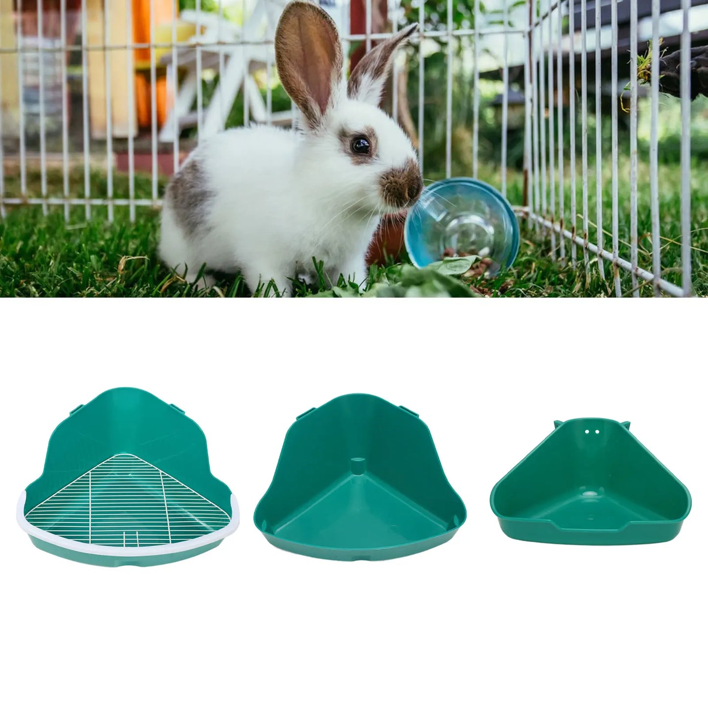 Small Animal Corner Litter Box Reinforced Fanshaped Easy to Clean Prevent Splash for Rabbits Chinchillas