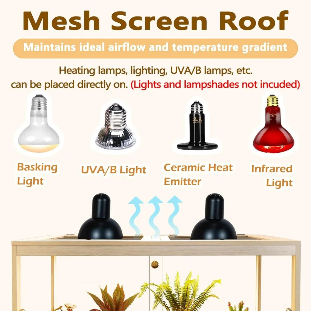 Oak Bearded Dragon Enclosure With Legs 77 Gallon Mesh Lid Stand