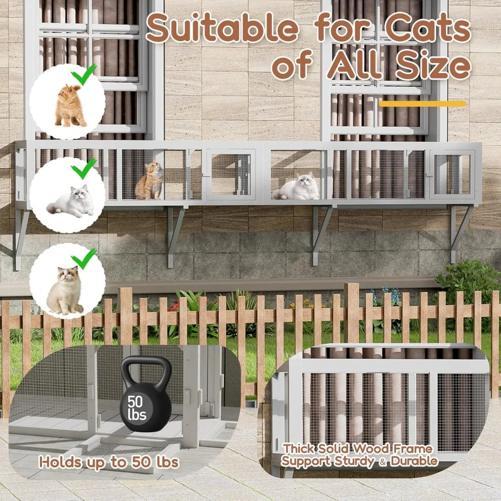 Cat Tunnel With Extendable Design Catio Window Box Enclosure For Outdoor Use