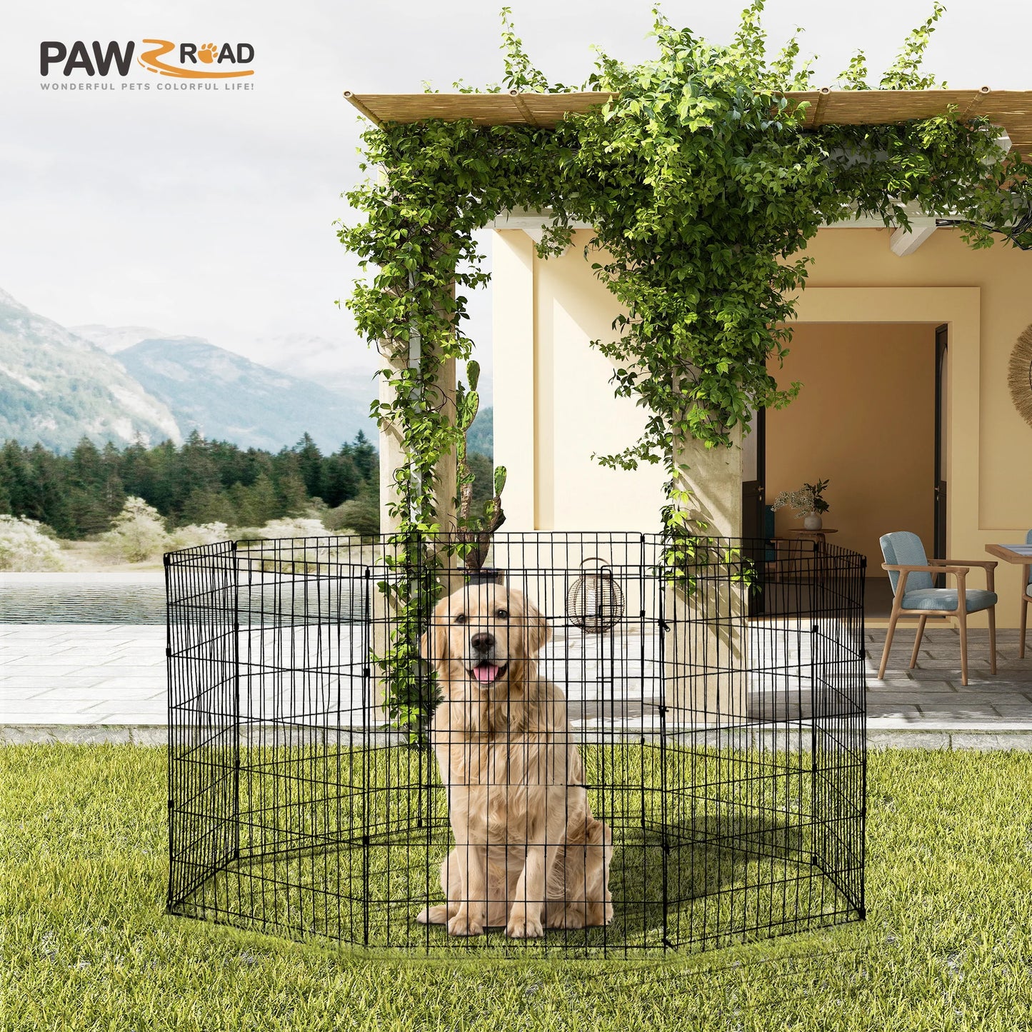 Foldable Metal Dog Playpen for Indoor Outdoor Easy Assembly