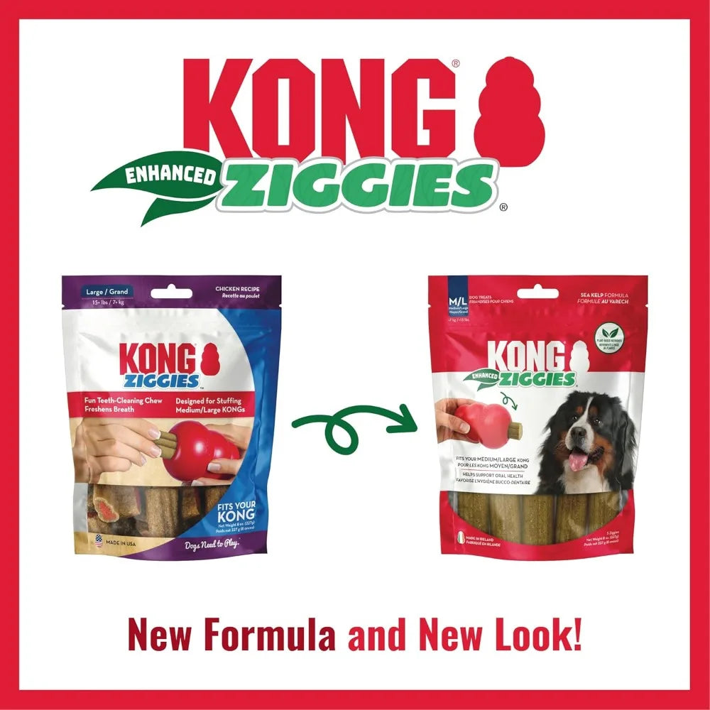 KONG Classic Dog Toy and Enhanced Ziggies Treats Combo Pack