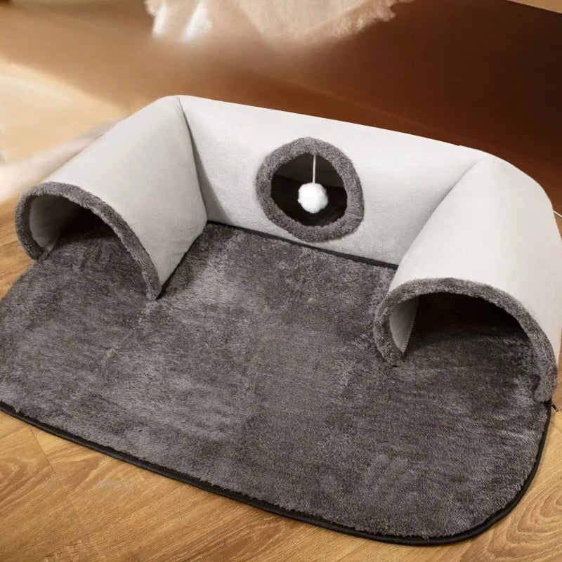 Four Seasons Hide Seek Cat Interactive U Shaped Tunnel Bed Cat Nest