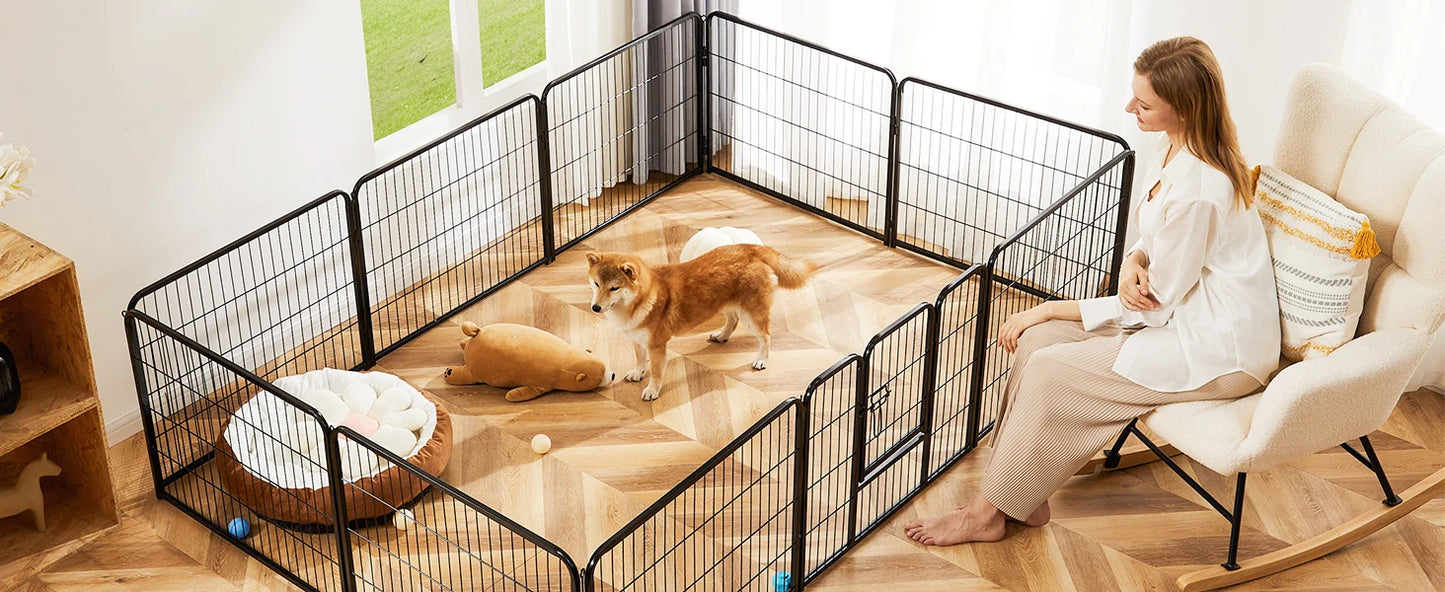 JHK 8 Panel Dog Playpen Indoor Pet Fence Heavy Duty Metal