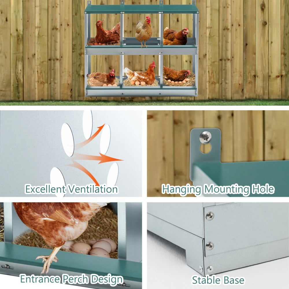 Chicken House 6 Chamber Metal Chicken House Galvanized Steel Hen House Chicken Coop Farm