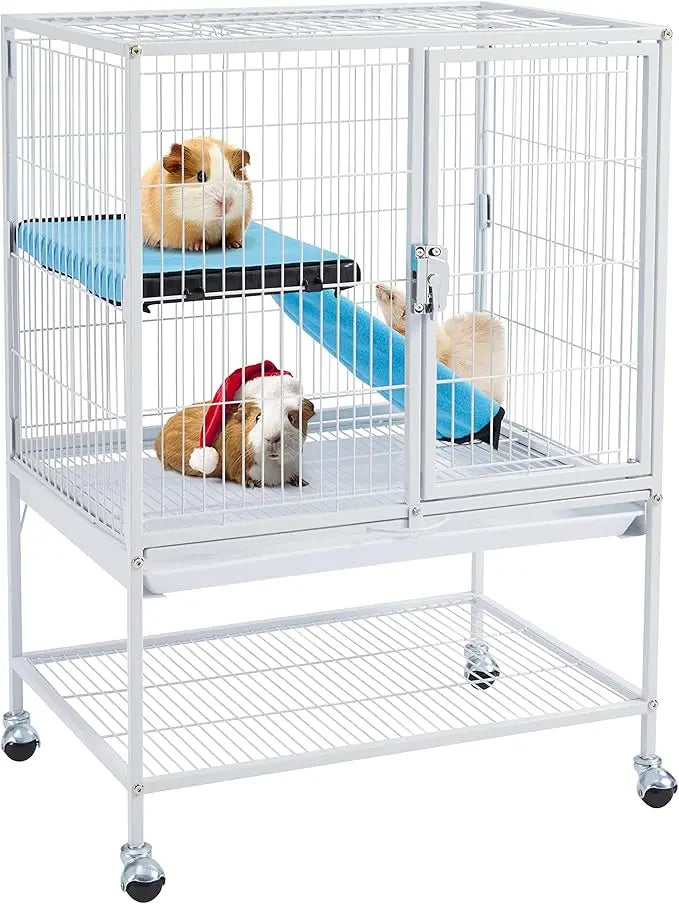 Metal 34'' Ferret Cage Critter Cage Indoor for Adult Rats Rabbits Ferrets Chinchillas 2-Tiers Small Animal