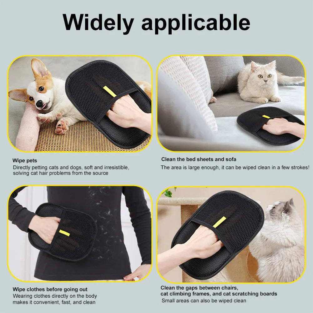 Double Sided Pet Hair Removal Gloves Deshedding Brush For Cat Dog Grooming
