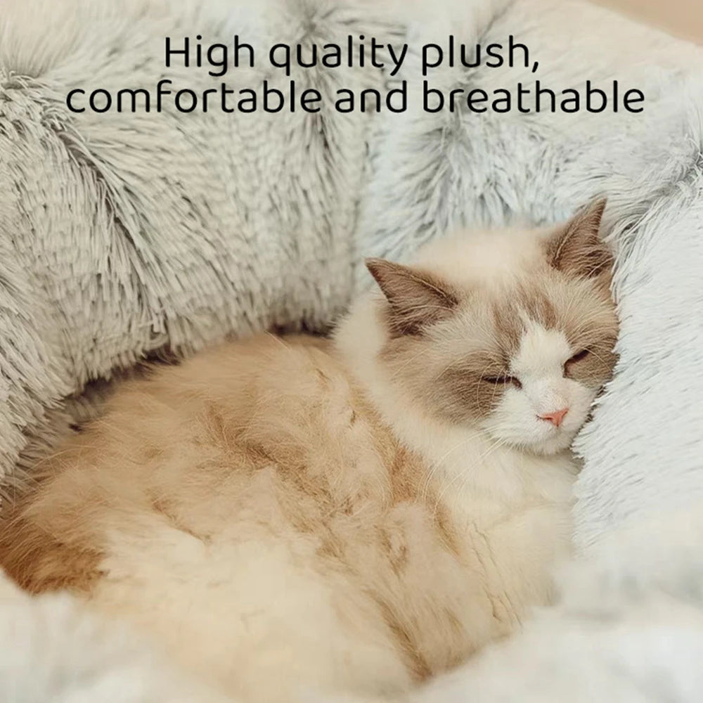 Cat Tunnel Bed with Mat Big Tube Playground Toy Soft Plush Material Non Slip for Kitten Cat Puppy Playing 84cm