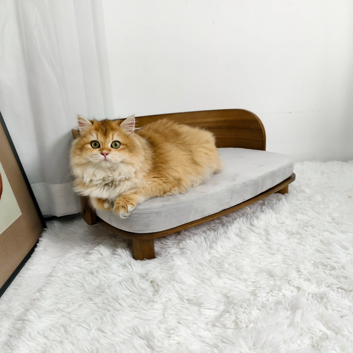 BingoPaw S/M Elevated Cat Bed Wooden Indoor Pet Sofa Chair