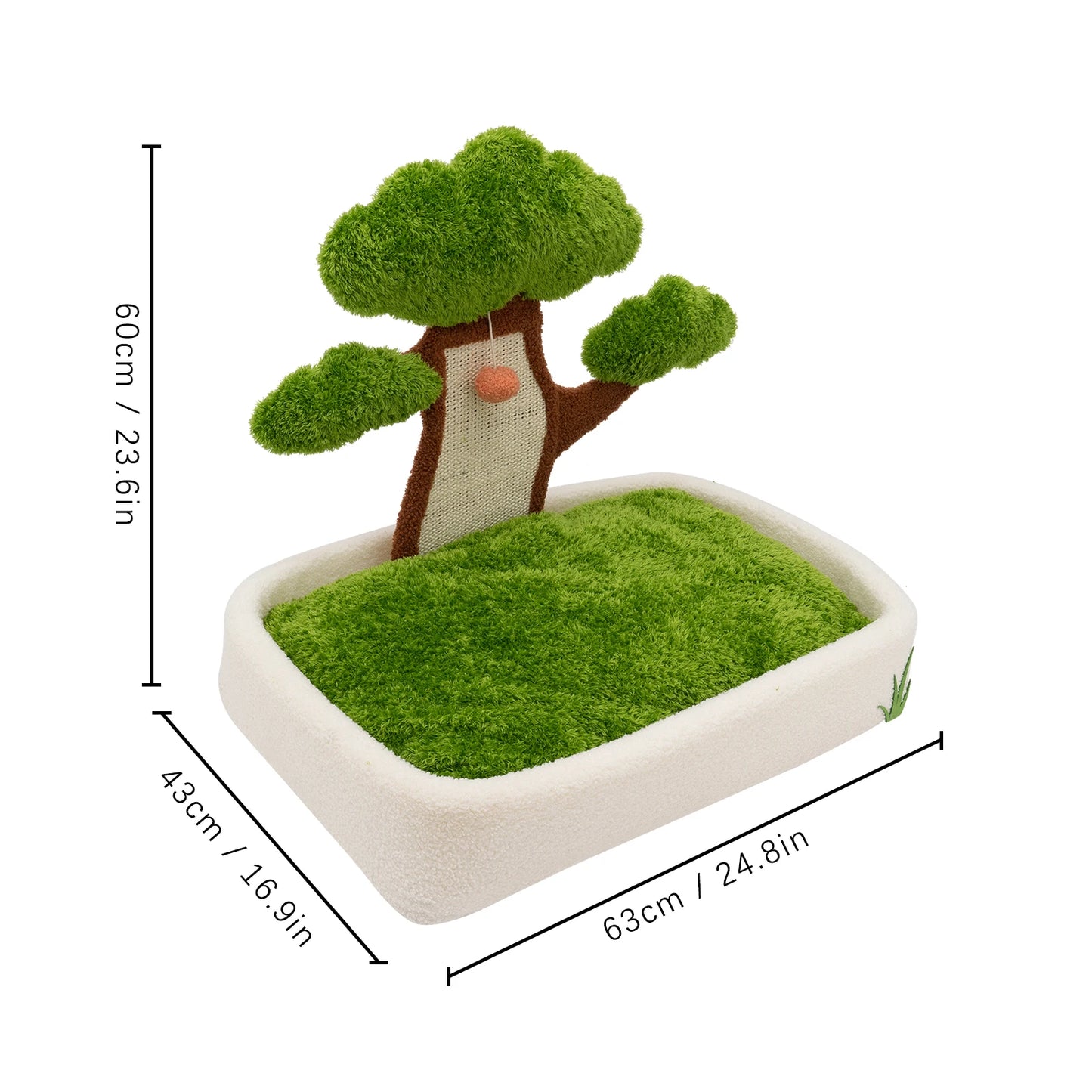 Green Indoor Cat Furniture With Bed And Scratching Post Plush Ball Easy Assemble