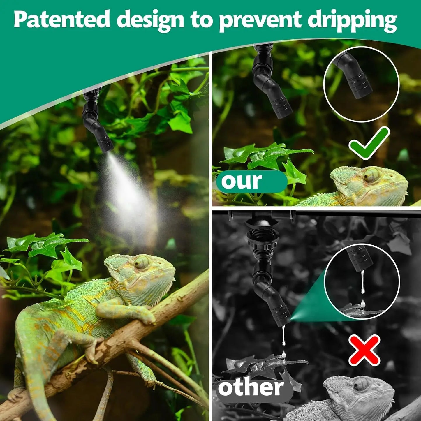 360 Degree Rotating Reptile Fogger Mist Sprinkler Terrarium Nozzle Adjustable Greenhouse Irrigation Pet Cooling System Sprayer
