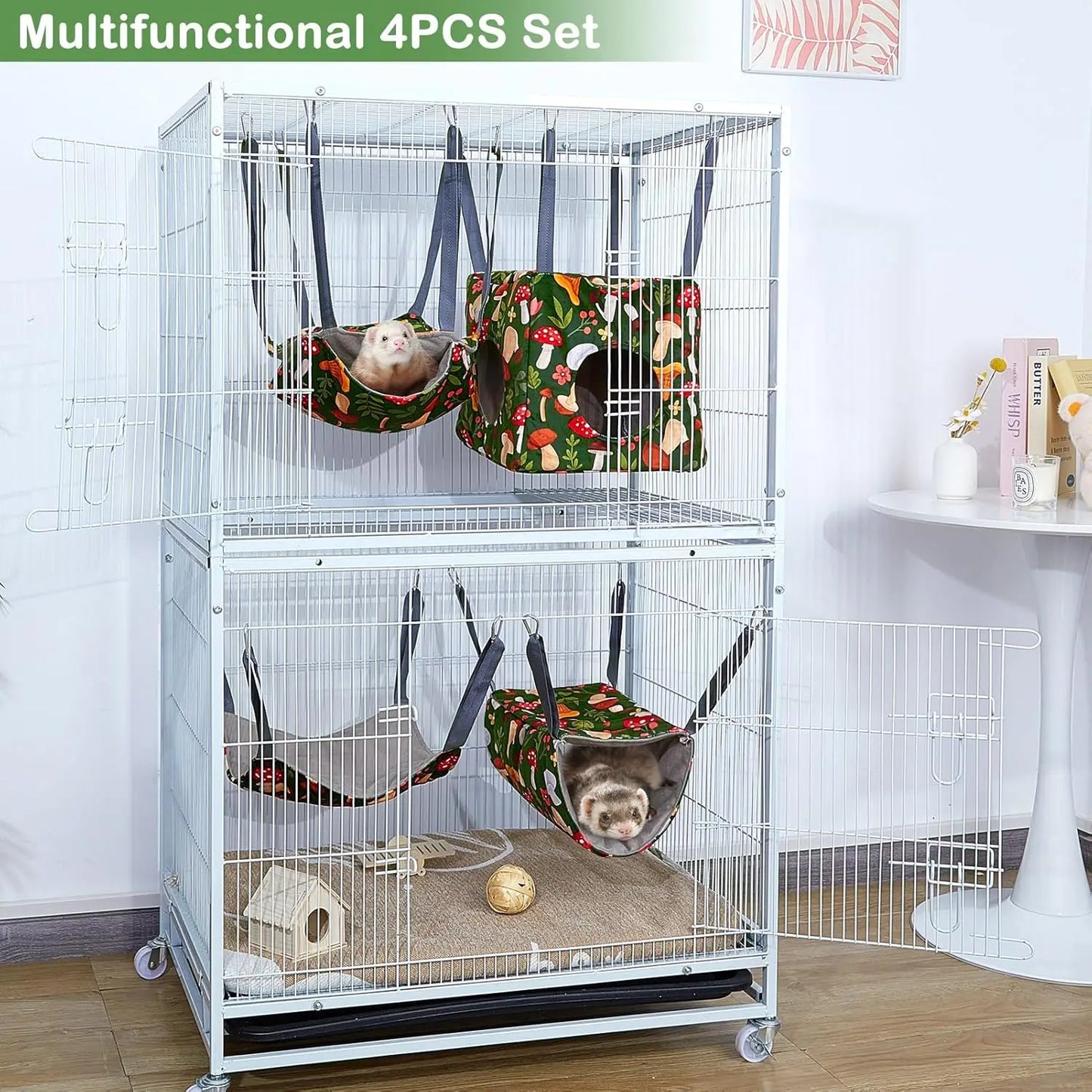 4 Pack Ferret Hammocks Washable Soft Cage Accessories For Rats Guinea Pigs Sugar Gliders And Small Pets