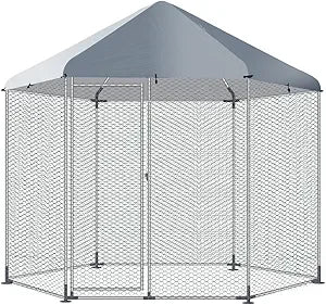 Large Metal Chicken Coop Run Waterproof Cover 9.2Lx4.6Wx8H