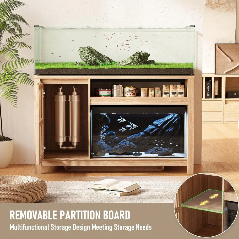 55 to 75 Gallon Fish Tank Stand With Power Outlet and Cabinet