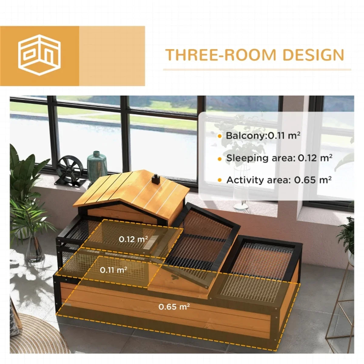 Pet House Tortoise Habitat Secure Durable Three Room Small Animal Enclosure