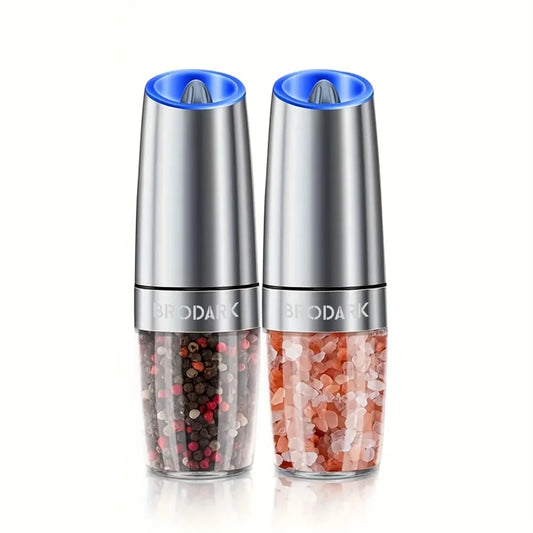 1/2Pcs Gravity Electric Salt And Pepper Grinder Set Battery Powered LED Light One Hand Automatic Operation