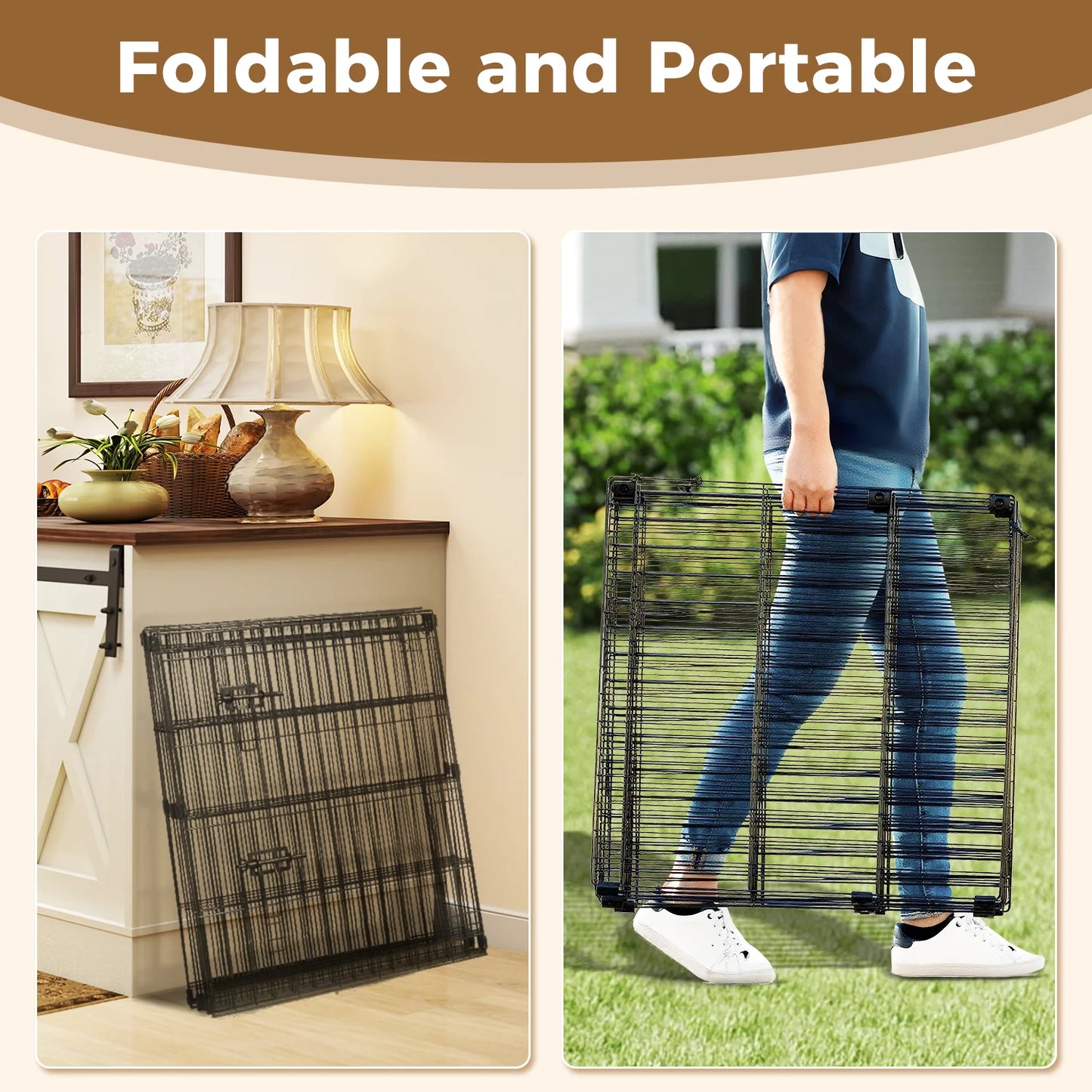 Foldable Metal Dog Playpen for Indoor Outdoor Easy Assembly