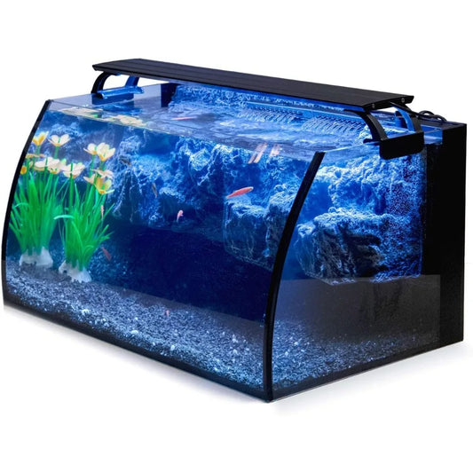 Fish Tank 8 Gallon LED Glass Aquarium Kit for Starters