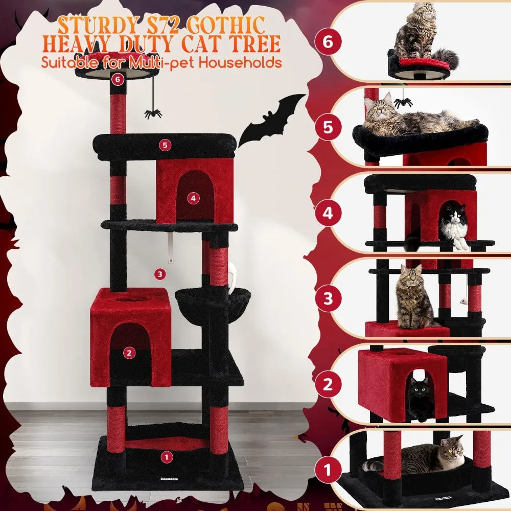 Sturdy 72 Inch Cat Tower For Maine Coon Cats Over 20 Lbs