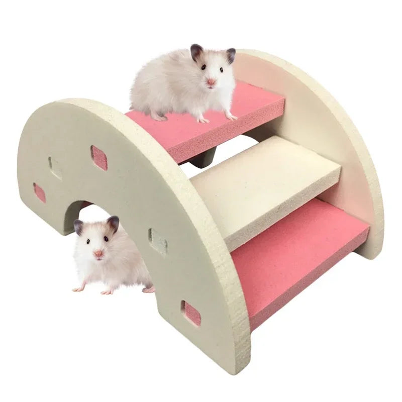 Hamster Ladder Rainbow Bridge Wooden Hanging Toys for Small Animals Cage Accessories Cute Pet Gifts