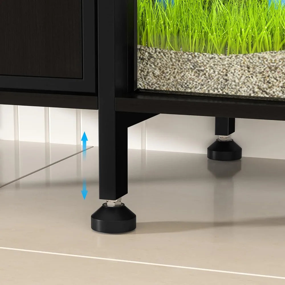 YOXIER 55 To 75 Gallon Fish Tank Stand With Power Outlets And Cabinet