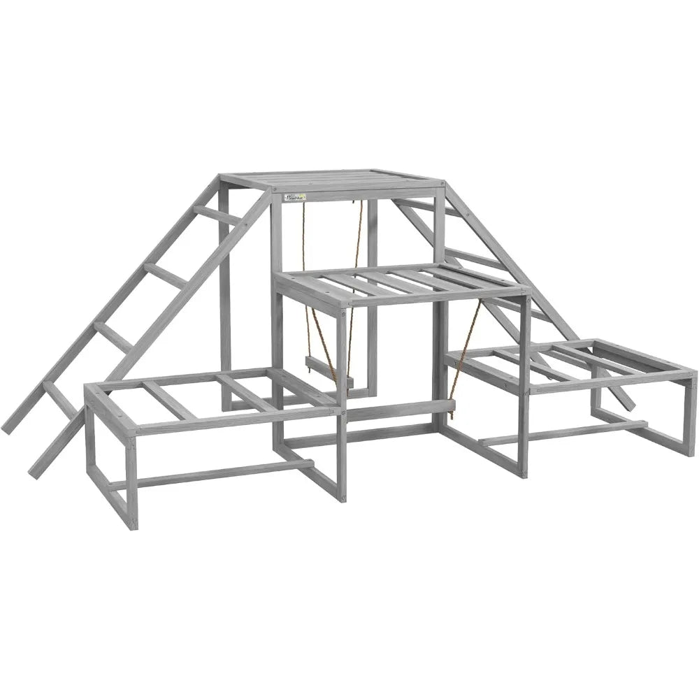 Chicken Toys for Coop Chicken Swing Set Chicken Coop Accessories with Perches Wood Stand Ladder Platforms